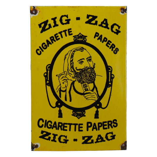 Antique 1930's Zig Zag Cgiarette Papers Porcelain Store Advertising Sign
