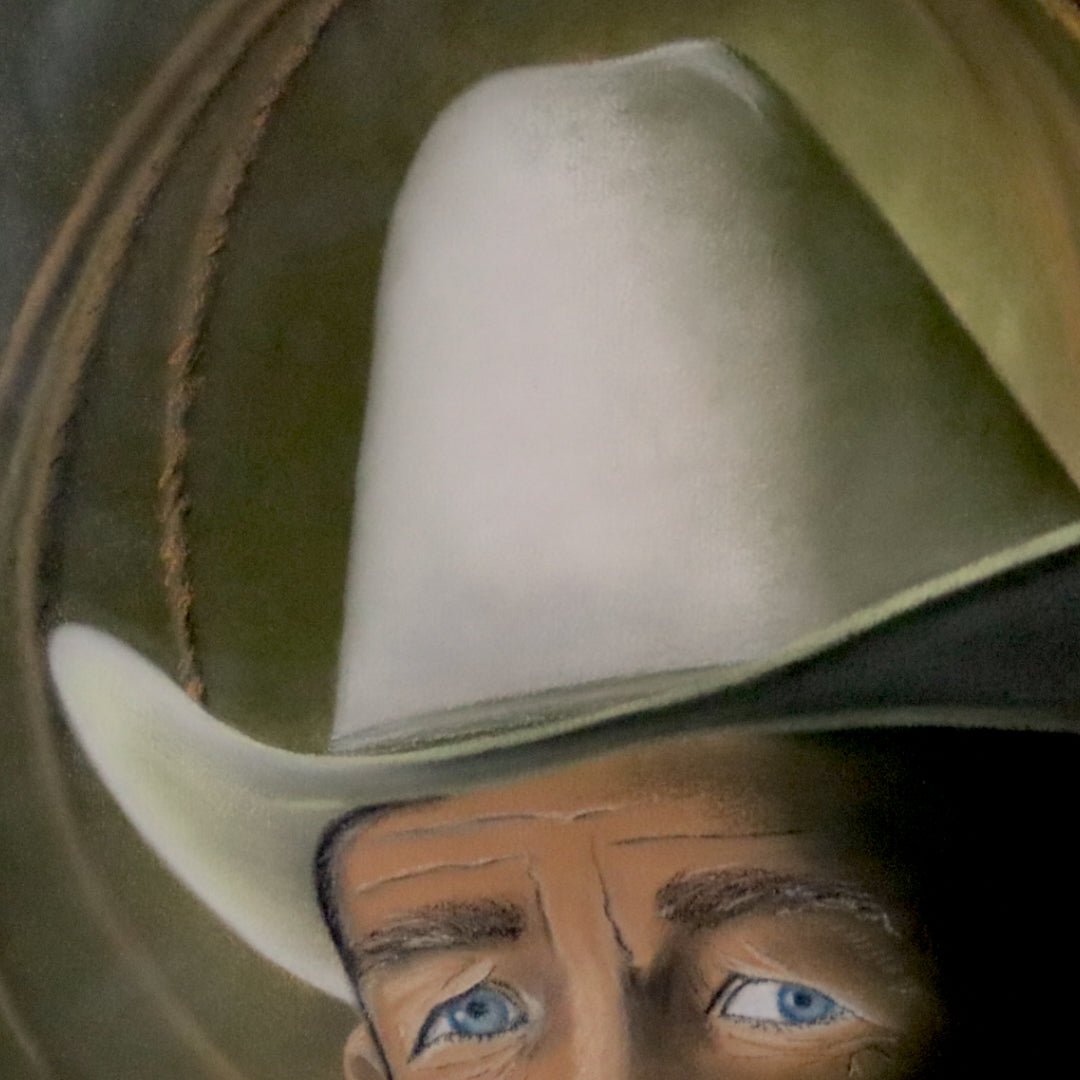 "Blue Eyed Cowboy" 1976 Oil Pastel Portrait by Elaine Holder