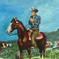 1963 Betty Tarbet Marlboro Man Cowboy Smoking Acrylic on Canvas Painting