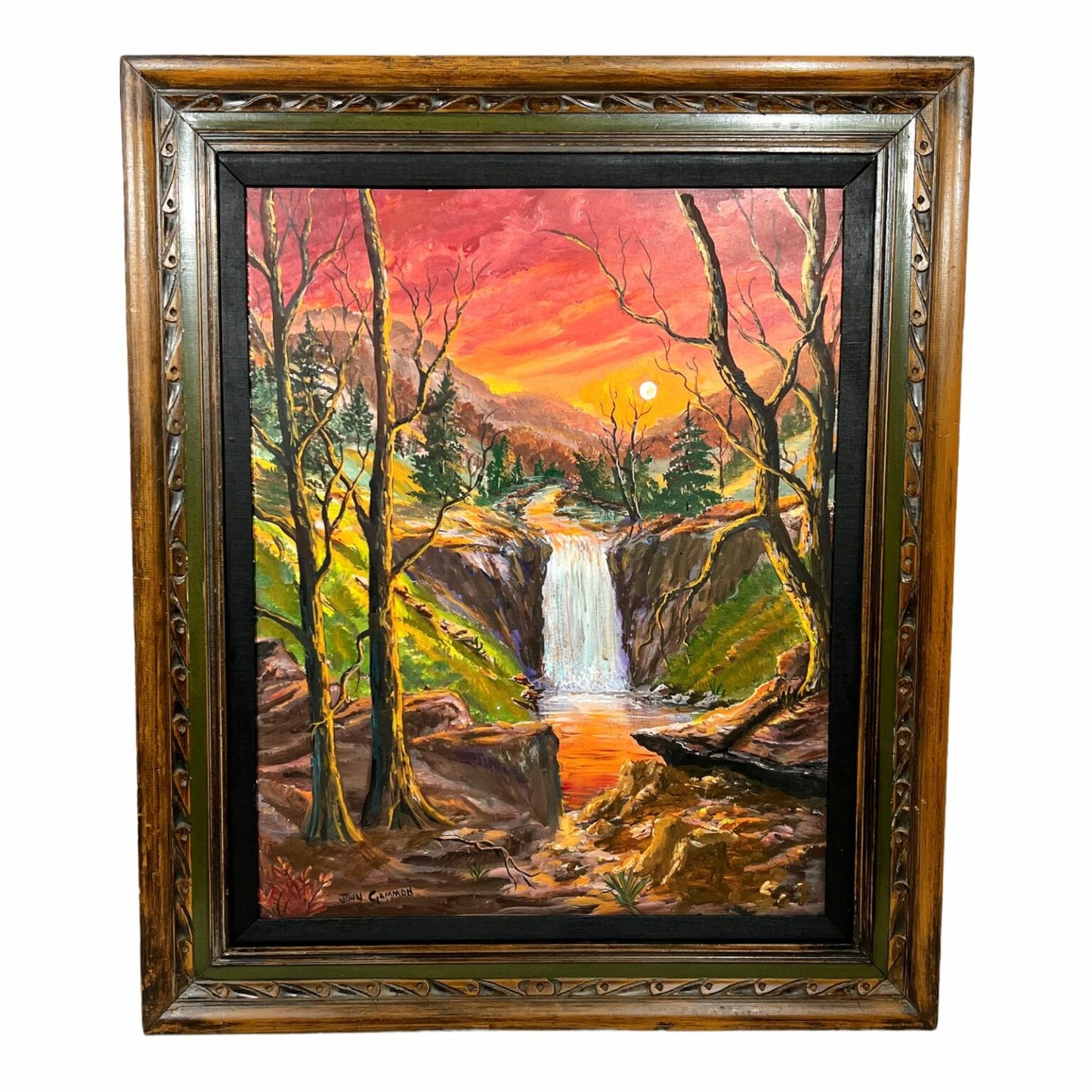 GIVEAWAY: John Gammon Original Acrylic on Canvas Sunset Forest Landscape Painting
