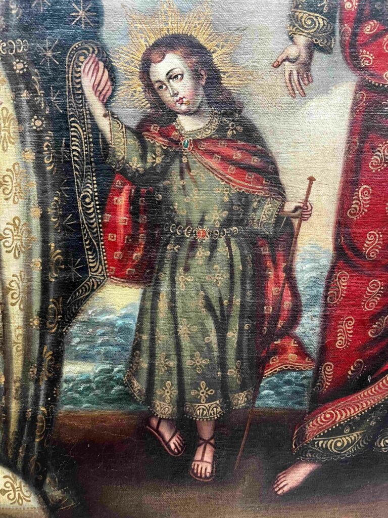 18th century spanish colonial portrayal of jesus christ as a teenager on oil painting