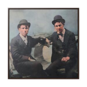 1920s photograph of two men smoking in car on canvas reproduction large framed print