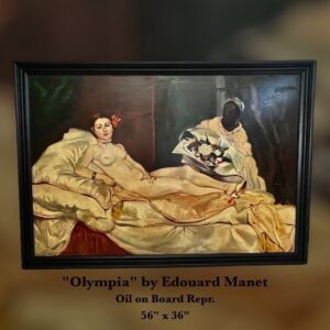 "Olympia" by Edouard Manet Oil on Board Vintage Reproduction Circa 1950