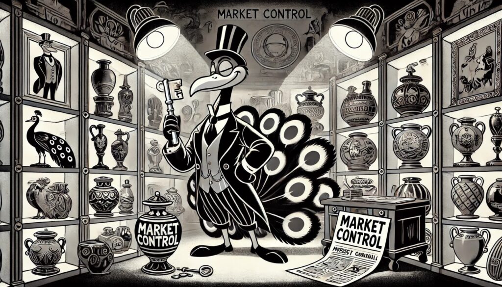 market control of art antiques invest cartoon by goodsongallery